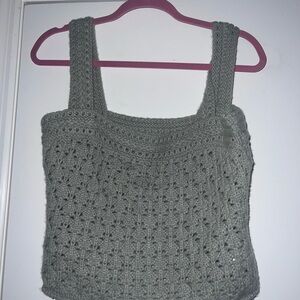 Vince Moss Green Crochet Crop Top